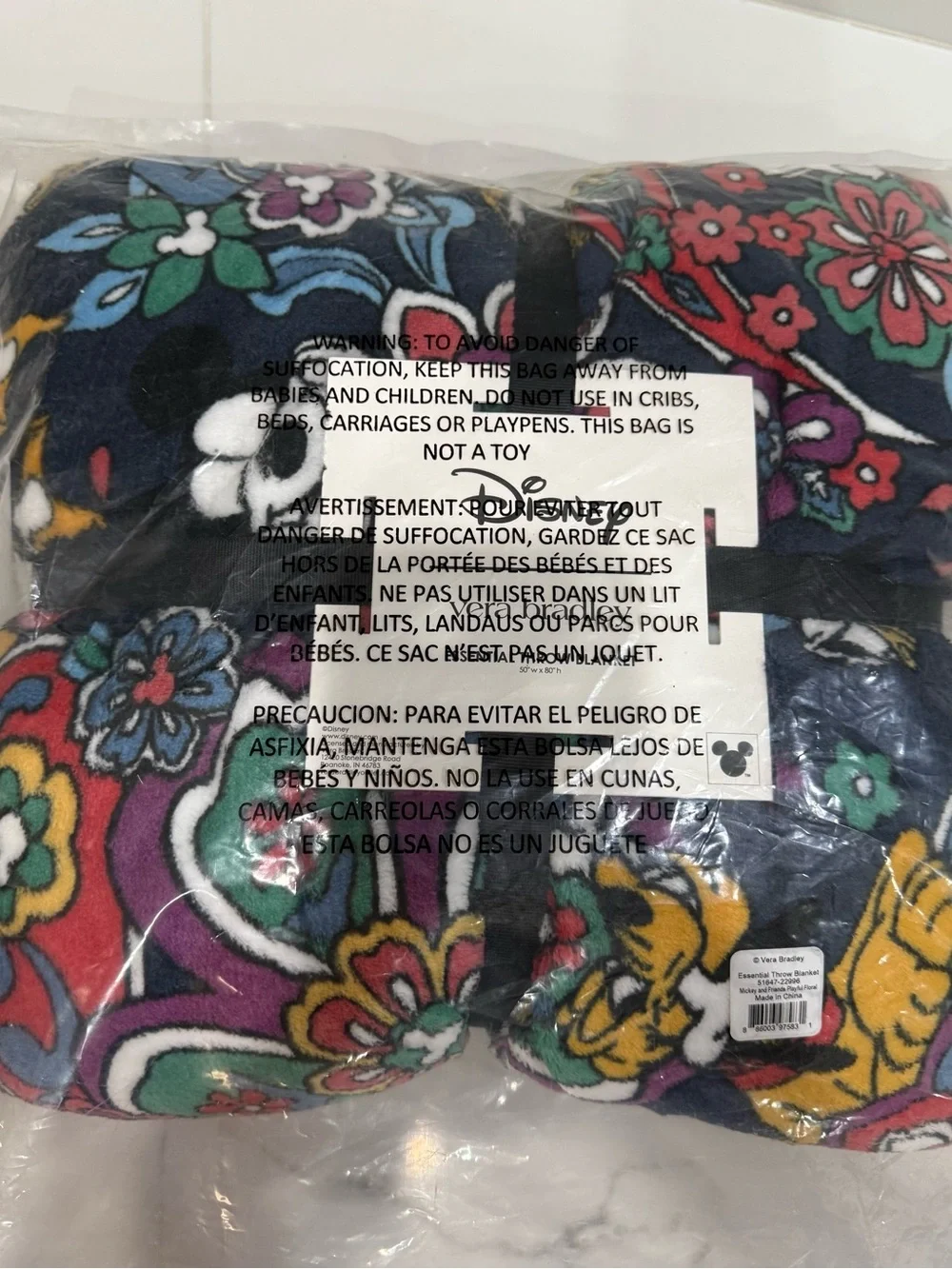 Vera Bradley Mickey and Friends Playful Floral Throw NWT!